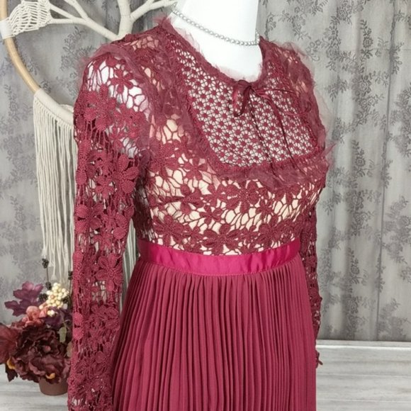 Romeo and Juliet Couture berry pleated lace dress - Picture 11 of 16